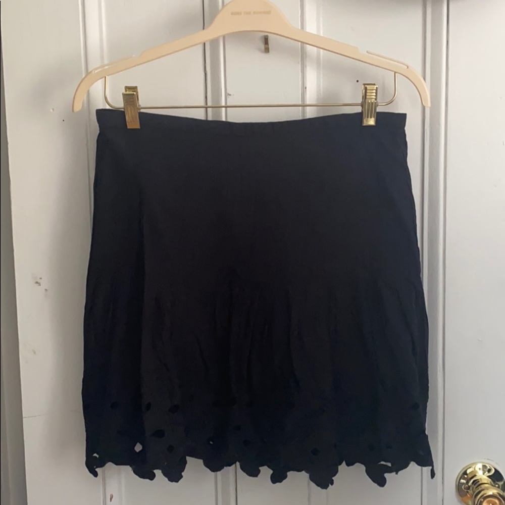 Jcrew black embroidered appliqué cotton skirt